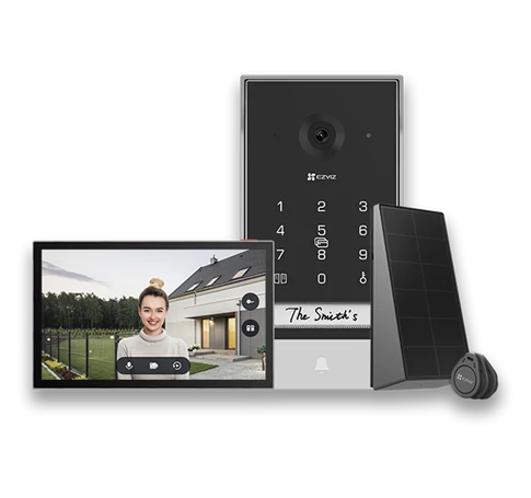 EZVIZ  EP7 Smart Home video kaputelefon, vezeték nélküli, napelem, 2K, 7 hüvelyk kijelző, távoli nyitás, 512GB