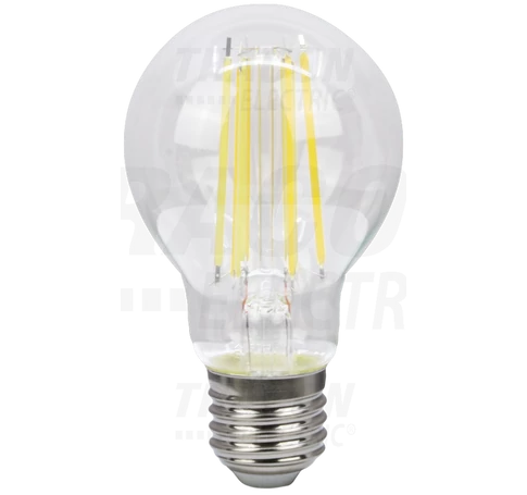 COG LED gömb fényforrás, átlátszó  230 VAC, E27, 7W, 850 lm, A60, 4000K, EEI=E