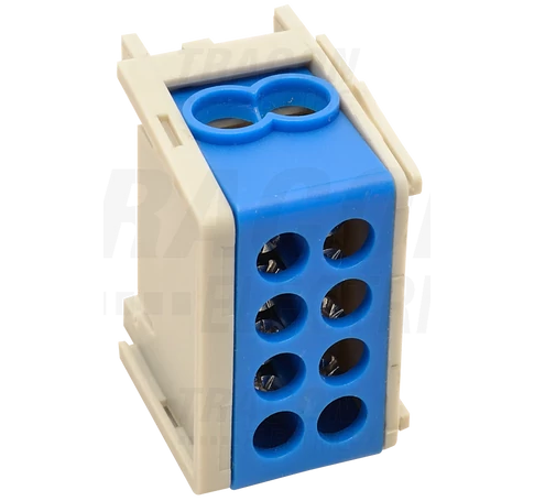 Főáramköri leágazó kapocs, sínre szerelhető, kék  1×35+1×25mm2/1×35+1×25mm2, 400VAC, 125A