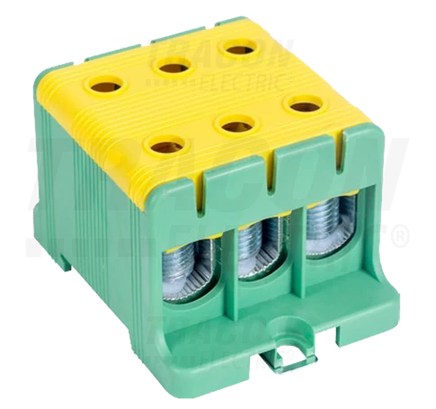 Főáramköri leágazó kapocs, sínre szerelhető, zöld/sárga  6-50mm2, max. 1000VAC/1500VDC, max.160A