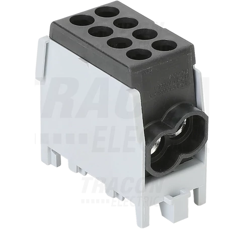 Főáramköri leágazó kapocs, sínre szerelhető, fekete  2.5-25mm2, max. 1000VAC/DC, max.101A