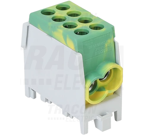 Főáramköri leágazó kapocs, sínre szerelhető, zöld/sárga  2.5-25mm2, max. 1000VAC/DC, max.101A