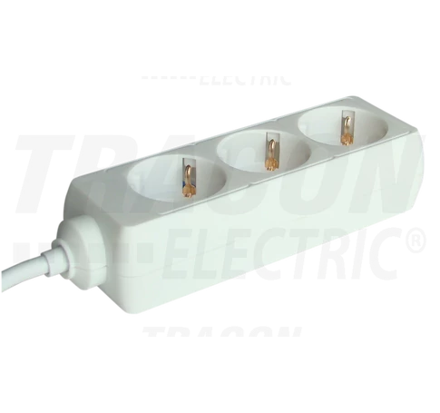 Hordozható elosztósáv, normál, fehér  3×SCHUKO, 1,5m, max.16A, 250VAC, 3680W, 3x1,0mm2, H05VV-F