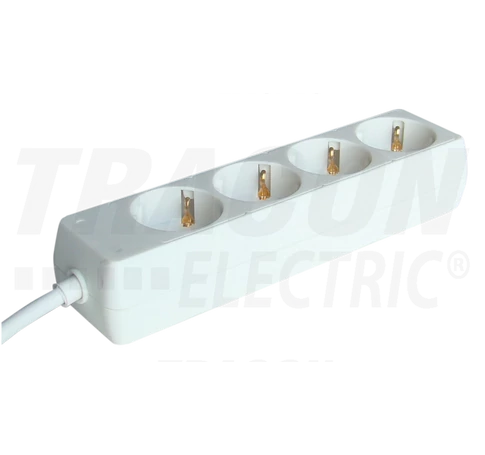 Hordozható elosztósáv, normál, fehér  4×SCHUKO, 1,5m, max.16A, 250VAC, 3680W, 3x1,0mm2, H05VV-F