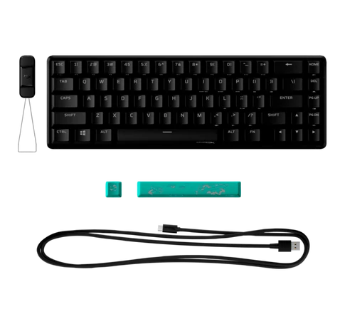 HP HYPERX vezetékes mechanikus gaming billentyűzet Alloy Origins 65 RGB türkiz switch - amerikai lokalizáció