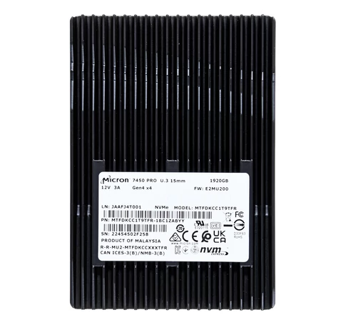 SSD Micron 7450 PRO 1.92TB U.3 (15mm) NVMe PCI 4.0 MTFDKCC1T9TFR-1BC1ZABYYR (DWPD 1)