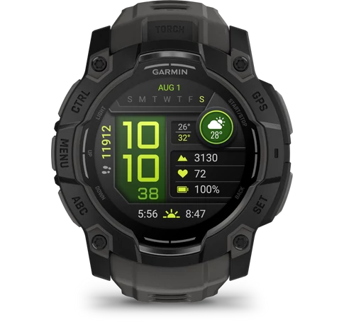 Instinct 3, 50mm AMOLED, Black, grey strap