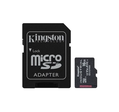 KINGSTON Memóriakártya MicroSDHC 16GB Industrial C10 A1 pSLC + Adapter