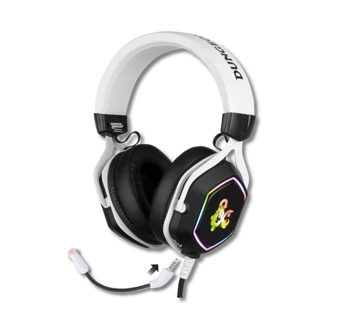 KONIX - DUNGEONS & DRAGONS "Rainbow" 7.1 Fejhallgató Vezetékes Gaming Stereo Mikrofon, Fehér-Fekete