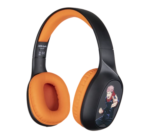 KONIX - JUJUTSU KAISEN 2.0 Fejhallgató Bluetooth Vezeték Nélküli Gaming Stereo Mikrofon, Fekete-Narancs