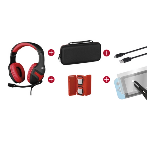 KONIX - MYTHICS Nintendo Switch Gamer csomag (Fejhallgató + Töltő kábel + Üvegfólia + Játék tartó + Táska)