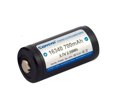 KeepPower CR123 3,7V 700mAh Li-ion akkumulátor védelemmel