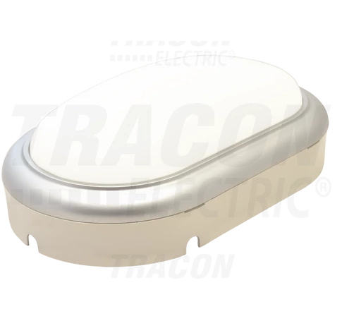 Műanyag házas LED hajólámpa ezüst kerettel, ovális  230 V, 50 Hz, 15 W, 4000 K, 1050 lm, IP54, ABS+PC, EEI=G