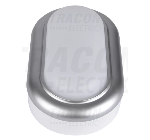 Műanyag házas LED hajólámpa ezüst kerettel, ovális  230 V, 50 Hz, 8 W, 4000 K, 560 lm, IP54, ABS+PC, EEI=G