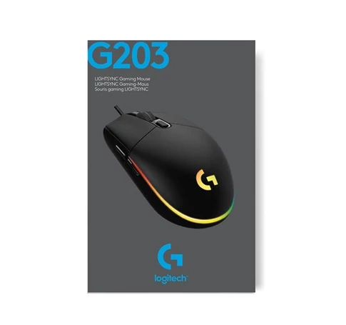 LOGITECH Egér - G203 Lightsync RGB Vezetékes Gaming, Fekete