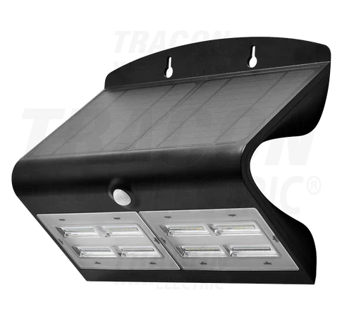 Napelemes LED fali világítótest mozgásérzékelővel, fekete  6,8 W, 4000 K, 800 lm, IP65, 3,7 V, 4 Ah