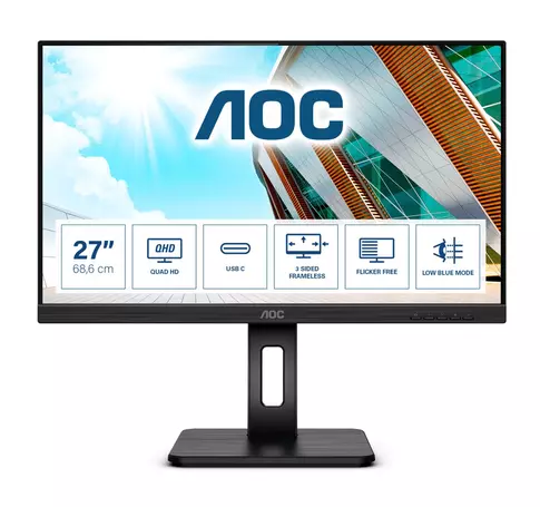 AOC P2 Q27P2CA számítógép-monitor 68,6 cm (27") 2560 x 1440 pixel 2K Ultra HD LED fekete