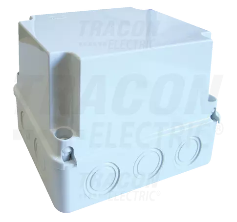Műanyag doboz, kikönnyített, világos szürke, teli fedéllel  250×200×160mm, IP55