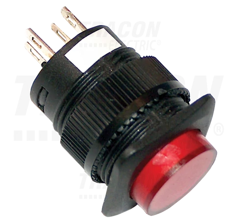 Mini jelzőlámpás nyomókapcsoló, piros  1×NO, 110V AC/DC