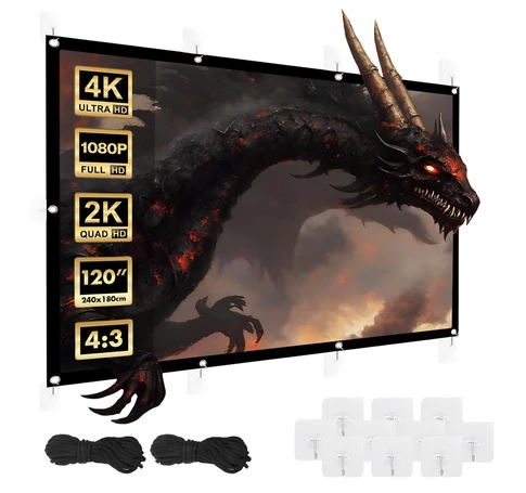 Maclean projection screen, 120", 240x180cm, 25mm 4:3 border, tension hooks, MC-169