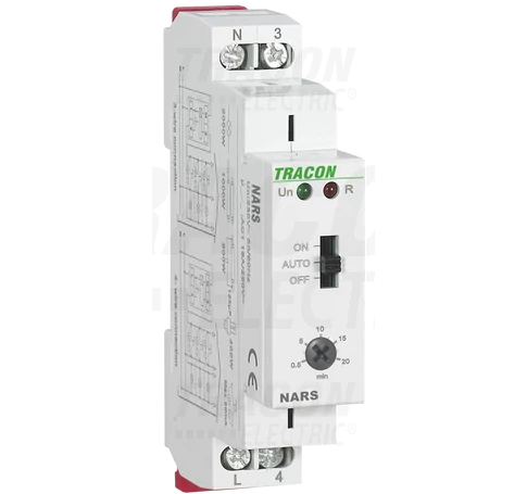Lépcsőházi időkapcsoló  AC 230V, 0,5s-20min, 16A/AC1, 250VAC/24VDC