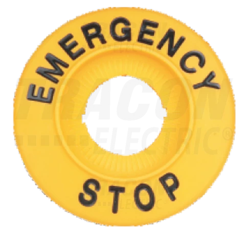 EMERGENCY STOP lap, magasított  d=60mm, h=8mm, ABS
