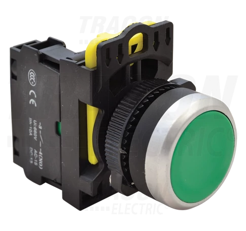 Egyszerű nyomókapcsoló, zöld  1×NO, 5A/230V AC-15, IP65