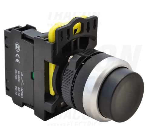 Kiálló nyomókapcsoló, fekete  1×NO, 5A/230V AC-15, IP42