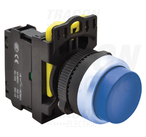 Kiálló nyomókapcsoló, kék  1×NO, 5A/230V AC-15, IP42