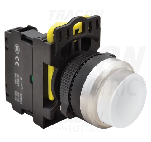 Kiálló nyomókapcsoló, fehér  1×NO, 5A/230V AC-15, IP42