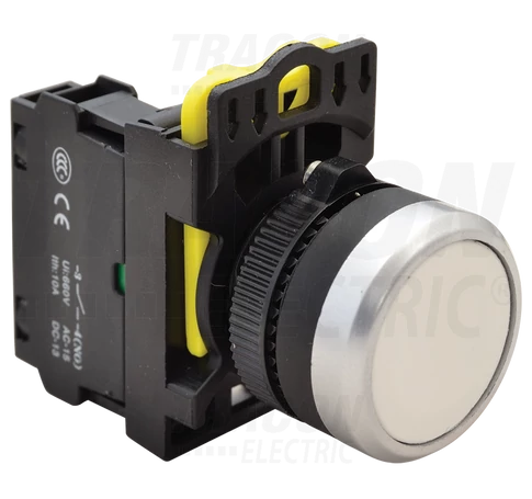 Egyszerű nyomókapcsoló, fehér  1×NO, 5A/230V AC-15, IP65