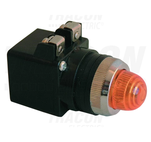 Jelzőlámpa, műanyag testű, piros, transzformátorral  0,4A/400V AC, d=22mm, IP42, NYGI6