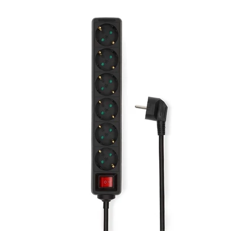 Nedis ESOC630F2BK 6 aljzatos kapcsolós (6-os) elosztó, 3 m, 3680 W, 16 A