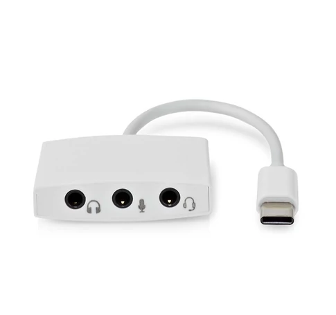 Nedis CCGB65900WT01, USB-C (USB C) dugó - 3x 3,5 mm jack aljzat, fejhallgató/headset/mikrofon csatlakozási lehetőségek