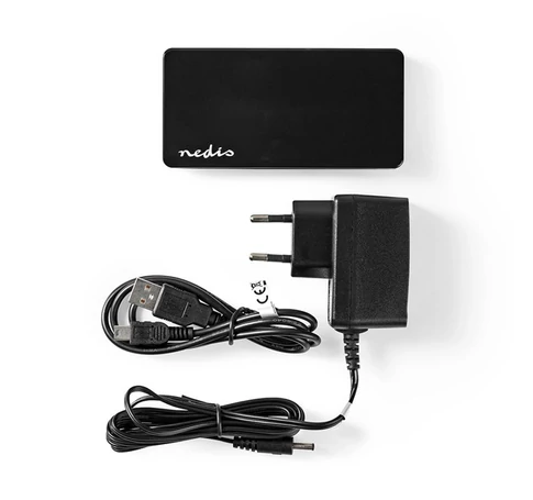 Nedis UHUBU2730BK aktív 7 portos USB HUB, USB 2.0, 5V táp