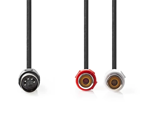 Nedis CAGL20250BK02 audio kábel 5p DIN dugó - 2 x RCA aljzat, hossz 0.20m