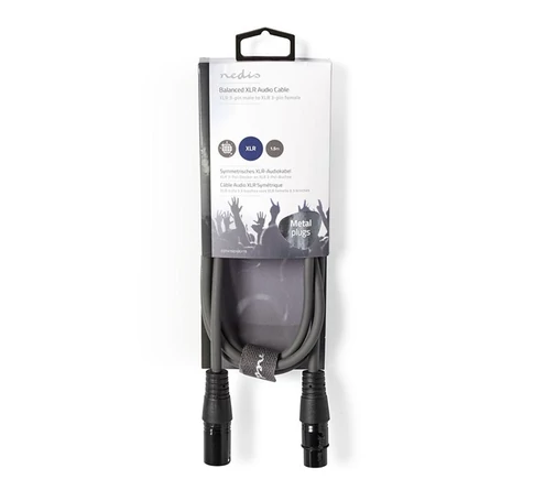 Nedis COTH15010GY15 félprofi XLR audio kábel, XLR dugó - aljzat, 1.5m, rugalmas
