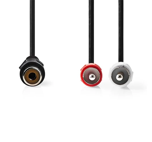 Nedis CAGB24020BK02 sztereo audio kábel, 1x RCA aljzat - 2x RCA dugó, 0,20m