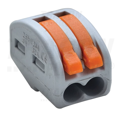 Csavar nélküli vezetékösszekötő, nyitható  0,75-4mm2, 32A, 400VAC 2P