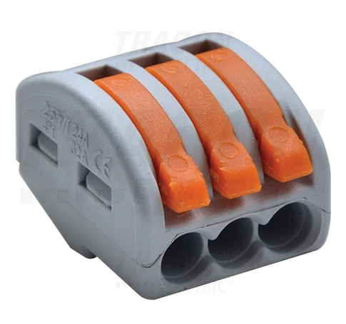 Csavar nélküli vezetékösszekötő, nyitható  0,75-4mm2, 32A, 400VAC 3P