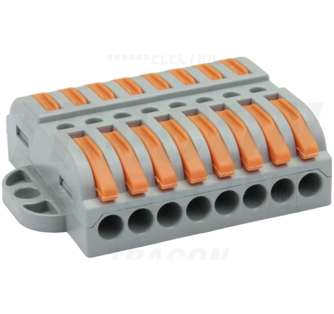 Csavar nélküli vezetékösszekötő, toldó, nyitható  0,5-4mm2, 32A, 400VAC 8P