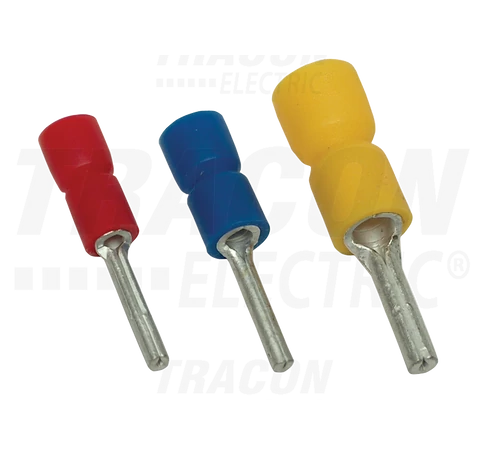 Szigetelt csapos saru, ónozott elektrolitréz, piros  1,5mm2, (l1=12mm, d1=1,8mm), PVC