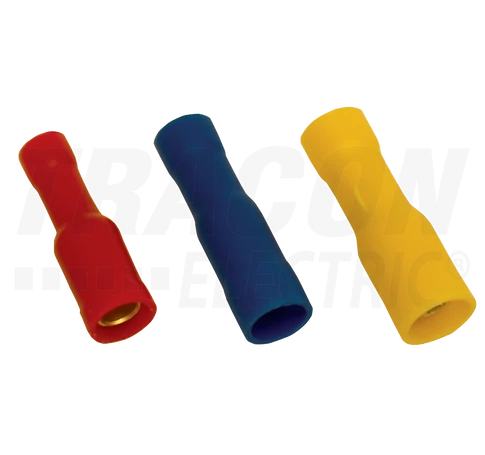 Szigetelt hengeres csatlakozó aljzat, elektrolitréz, piros  1,5mm2, (d1=1,8mm, d2=4mm), PVC