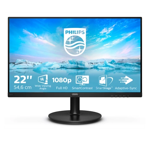 PHILIPS VA monitor 21.5" 221V8A, 1920x1080, 16:9, 250cd/m2, 4ms, VGA/HDMI, hangszóró