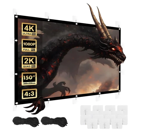 Maclean projection screen, 150", 300x220cm, 25mm 4:3 border, tension hooks, MC-168