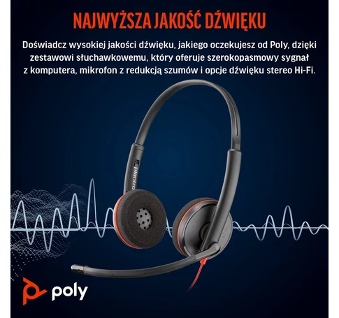 Poly Blackwire 3220 Stereo USB-C Headset +USB-C/A Adapter (Bulk)