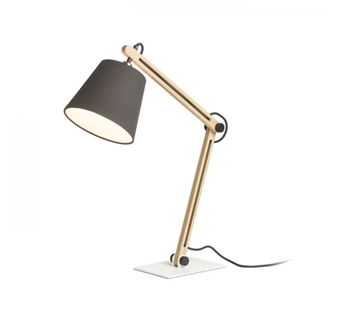NIZZA asztali lámpa Polycotton fekete/fa 230V LED E14 7W