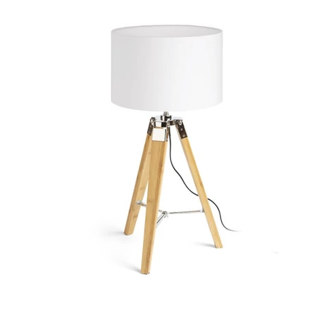 ALVIS/RON 40 asztali lámpa Polycotton fehér/bambusz 230V LED E27 11W