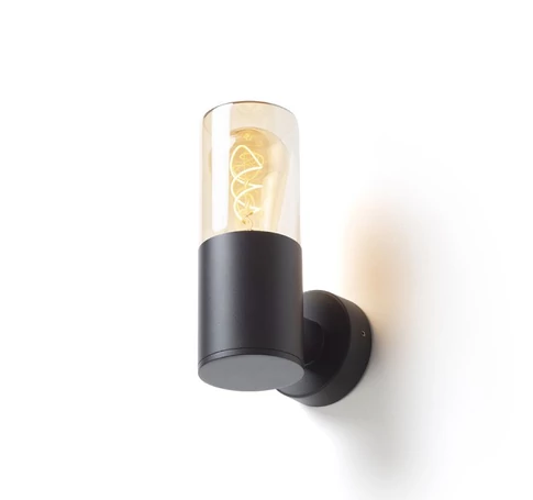 QUINN fali lámpa fekete borostyánsárga üveg 230V LED E27 11W IP54