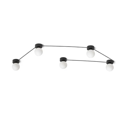 VELA V mennyezeti lámpa fekete opál üveg 230V LED G9 5x6W